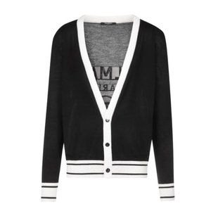 Balmain wool cardigan with embroidered white Balmain logo  21s menswear